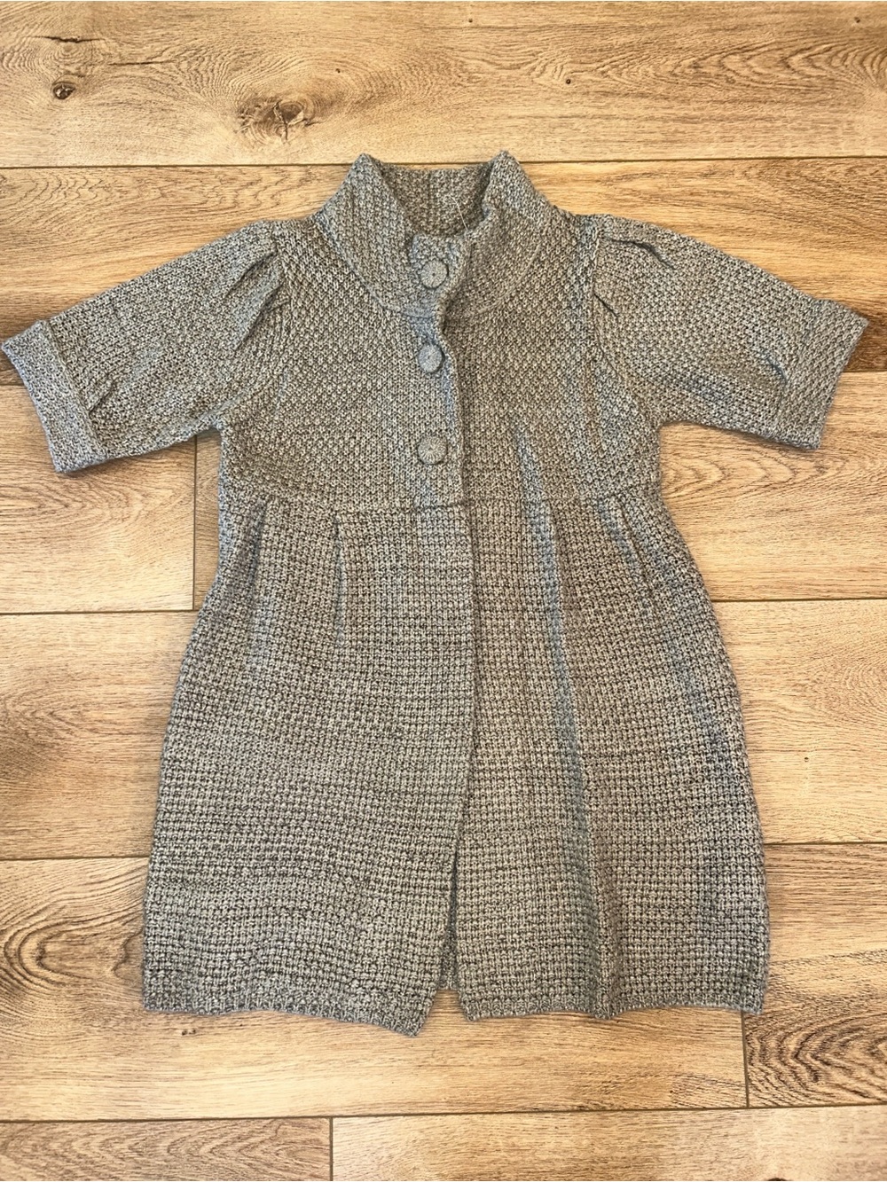 Forever Gray Knit Short-Sleeve Cardigan Dress jacket with pocket coatagan